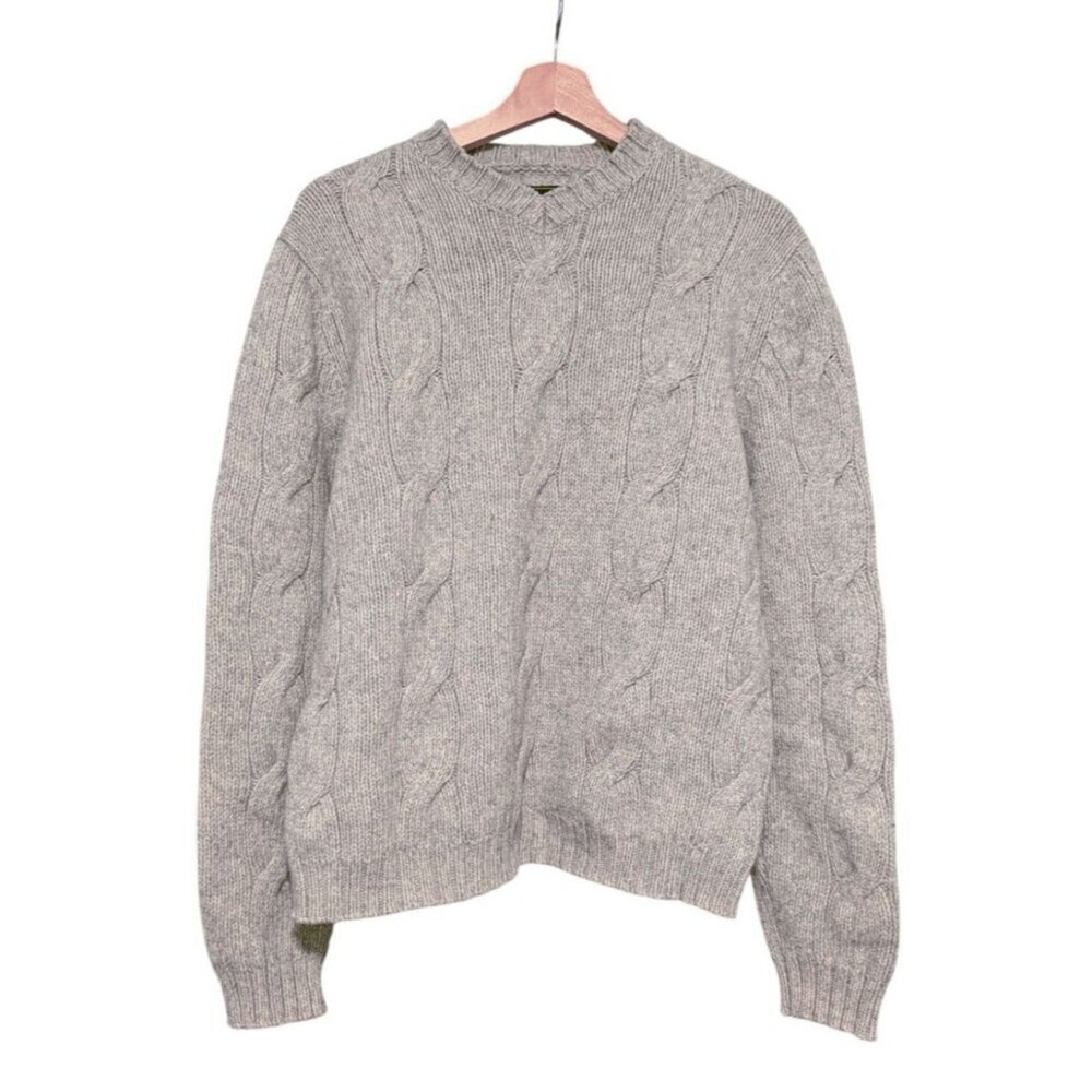 Abercrombie & Fitch Cable Knit Sweater Wool Blend Light Gray Women's Size L